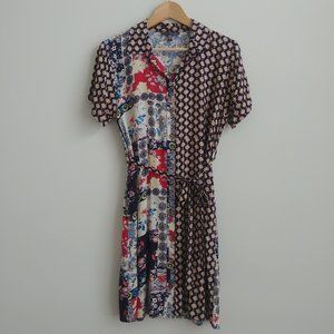 Shannon Passero patchwork look dress button front size 6